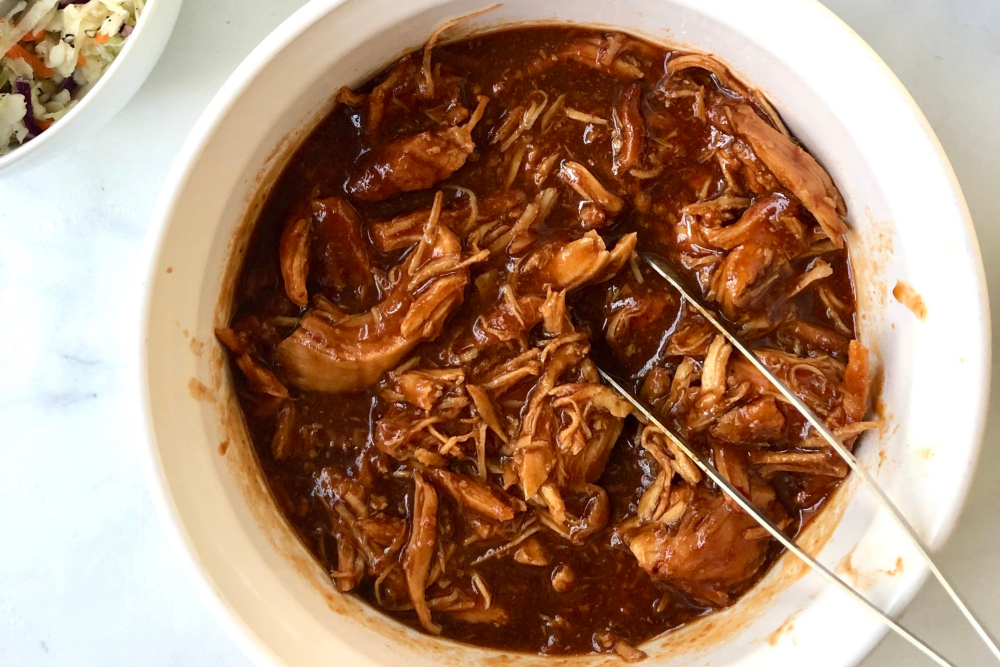 Two Ingredient Pulled BBQ Chicken Breasts