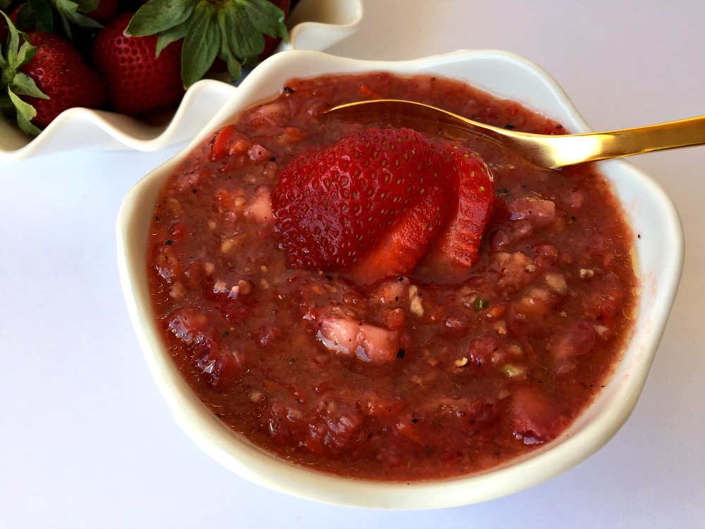 Naturally Gluten-Free Strawberry Gazpacho Soup Recipe