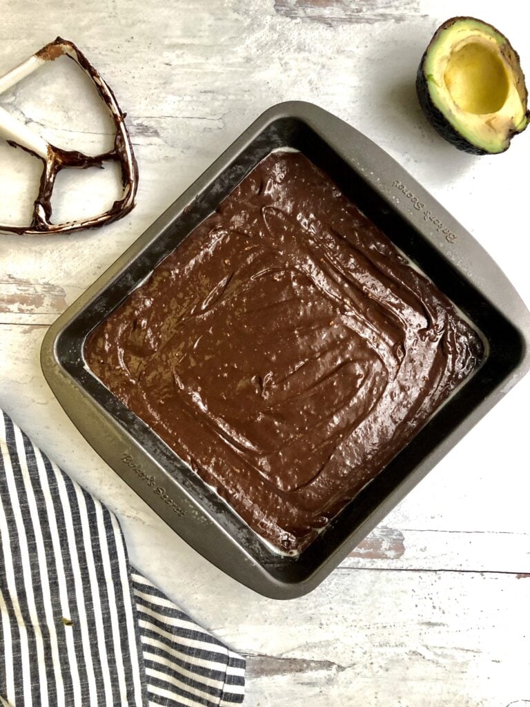Picture of silky brownie batter in pan