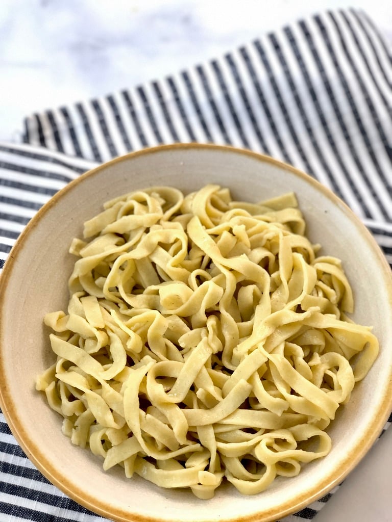 Picture of plain homemade gluten-free noodles in a bowl