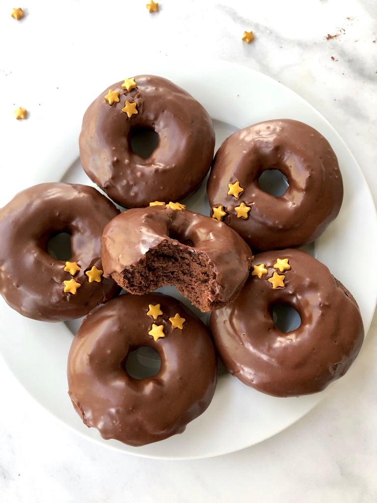 Gluten-free chocolate donuts on a plate