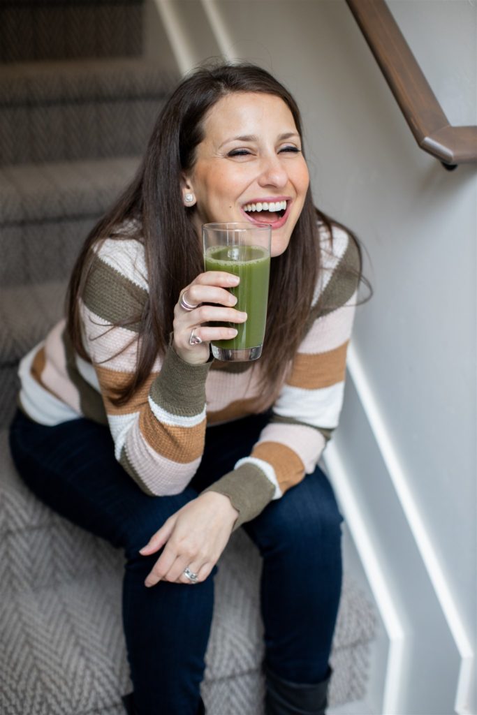 picture of me drinking green juice