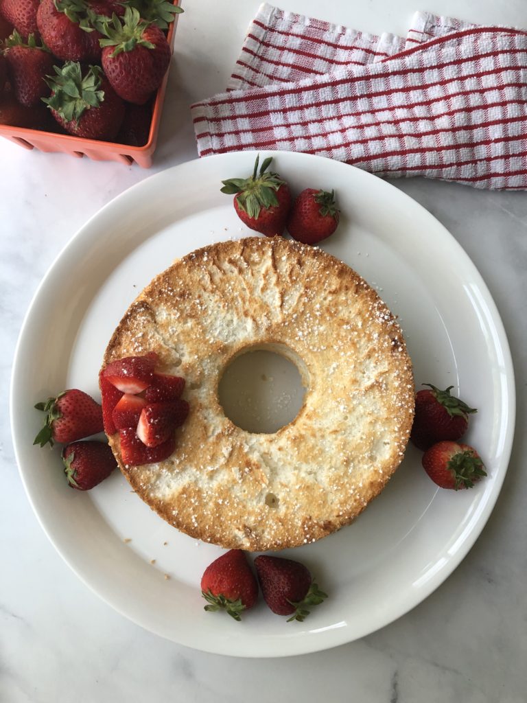 overhead picture of gluten-free angel food cake