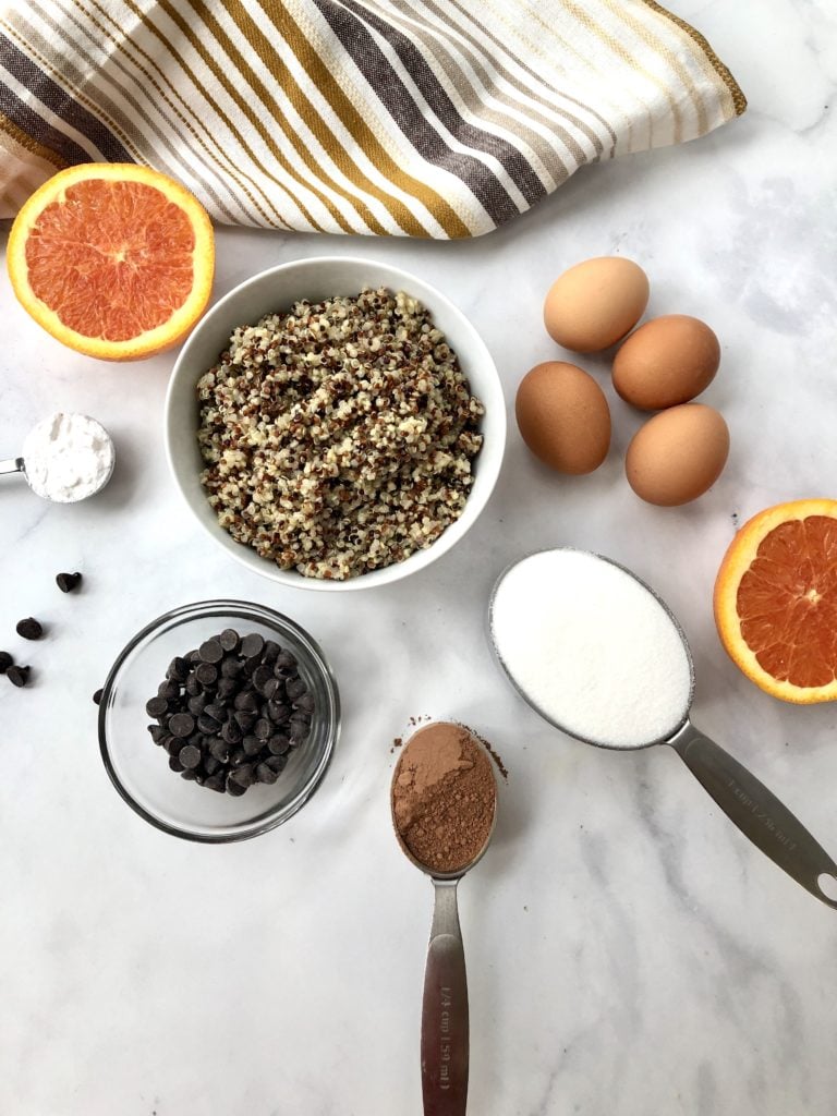 Ingredients for chocolate quinoa cake