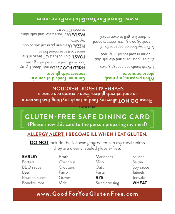 gluten-free dining card
