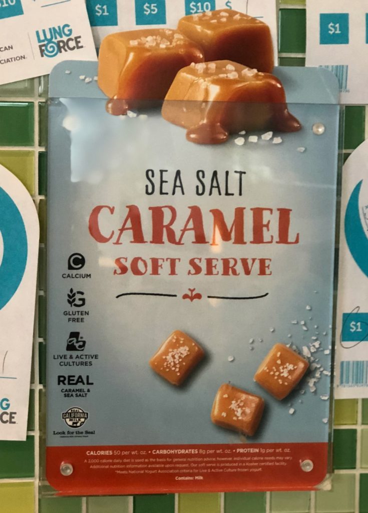gluten-free frozen yogurt shop - sea salt caramel