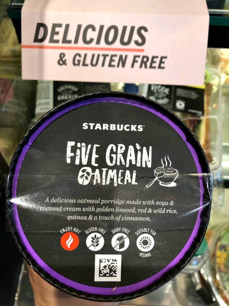 Starbucks gluten-free oatmeal in UK