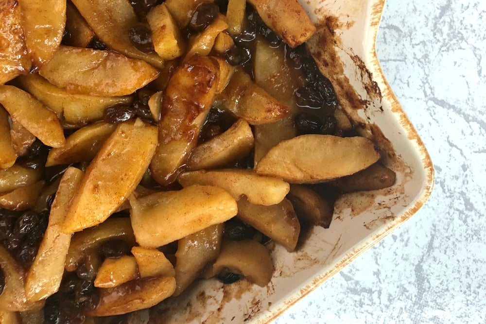 Whole30 Baked Apple Recipe in a casserole dish