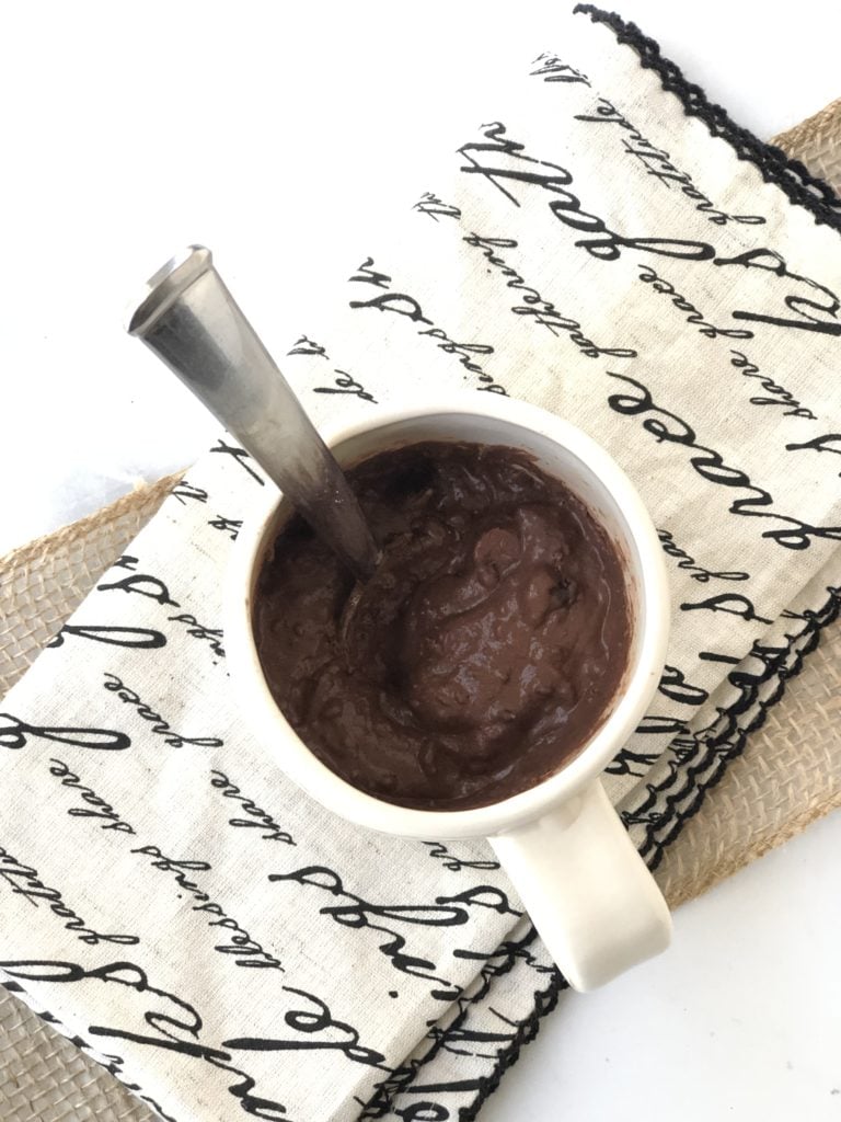 gluten-free chocolate mug cake batter inside a mug