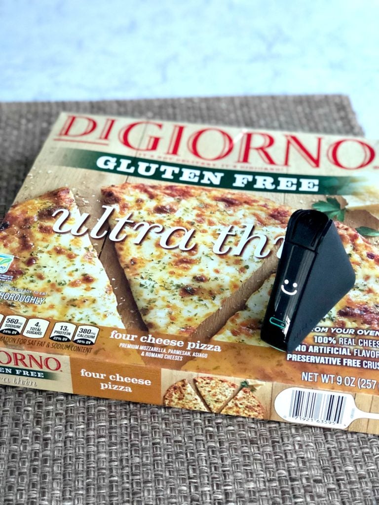 Digiorno gluten-free pizza box with Nima Sensor smile