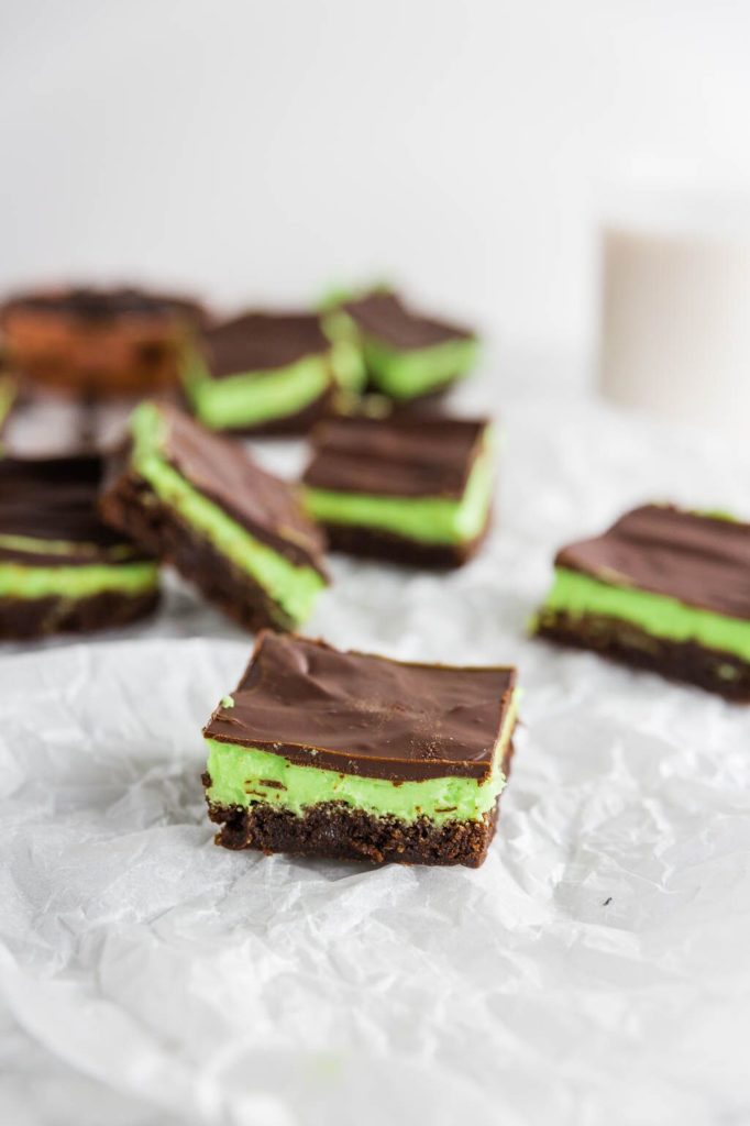 Gluten-Free Mint Brownies cut into squares