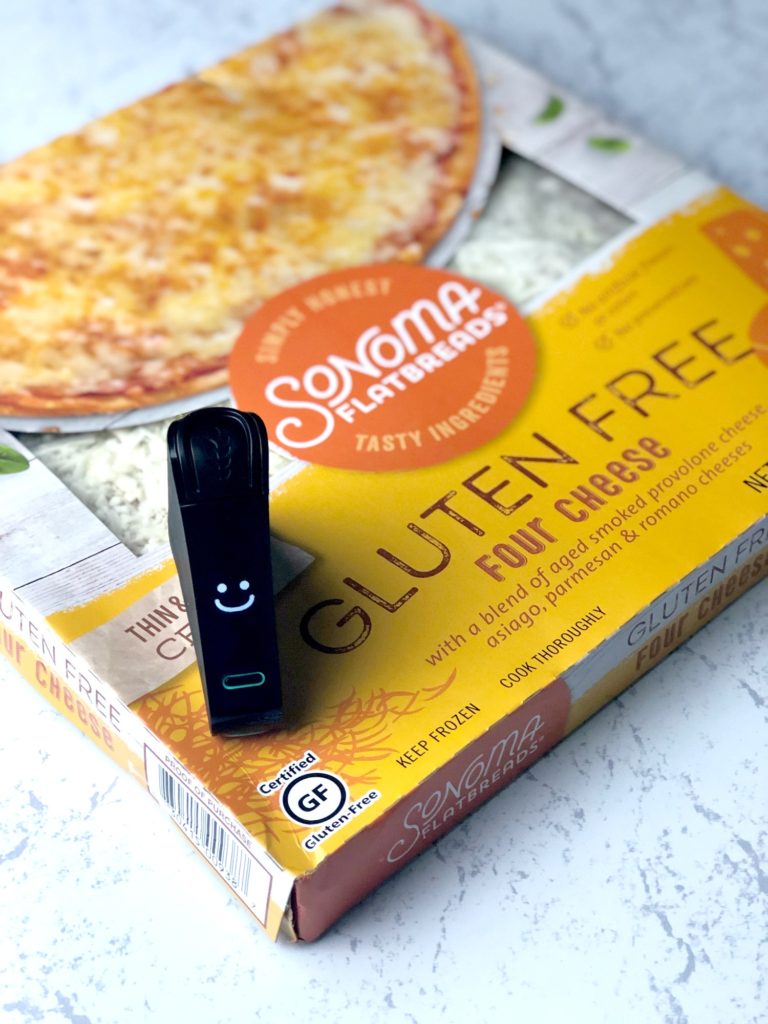 Sonoma Flatbreads gluten-free pizza box with Nima Sensor smile