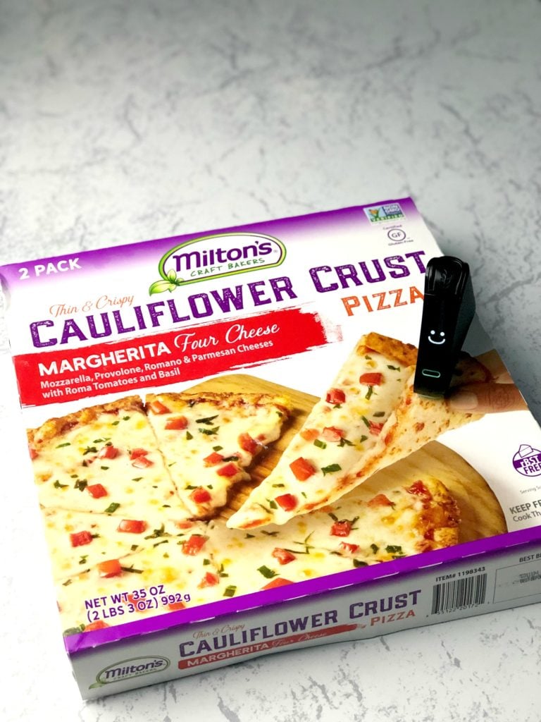 milton's cauliflower crust gluten-free pizza with Nima Sensor smile