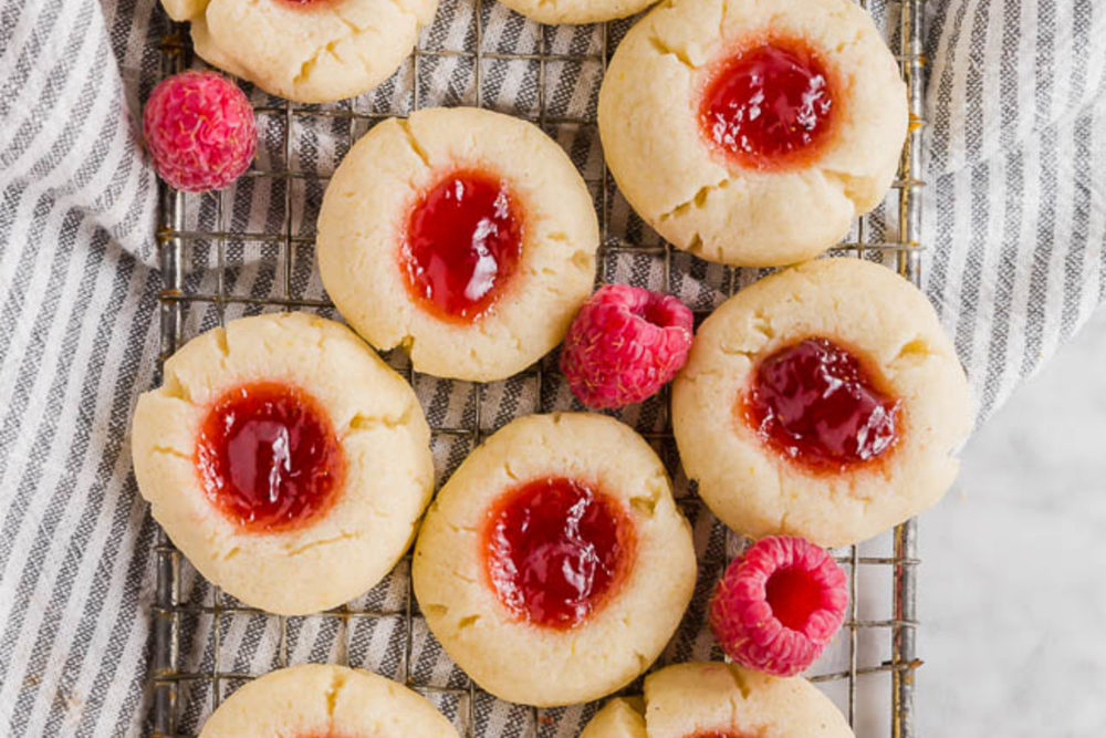 Gluten-Free Raspberry Thumbprint Cookies