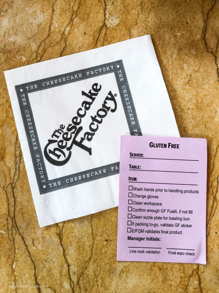picture of how cheesecake factory handles gluten-free allergies - a list of procedures restaurant takes