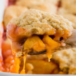 Easy peach cobbler recipe header