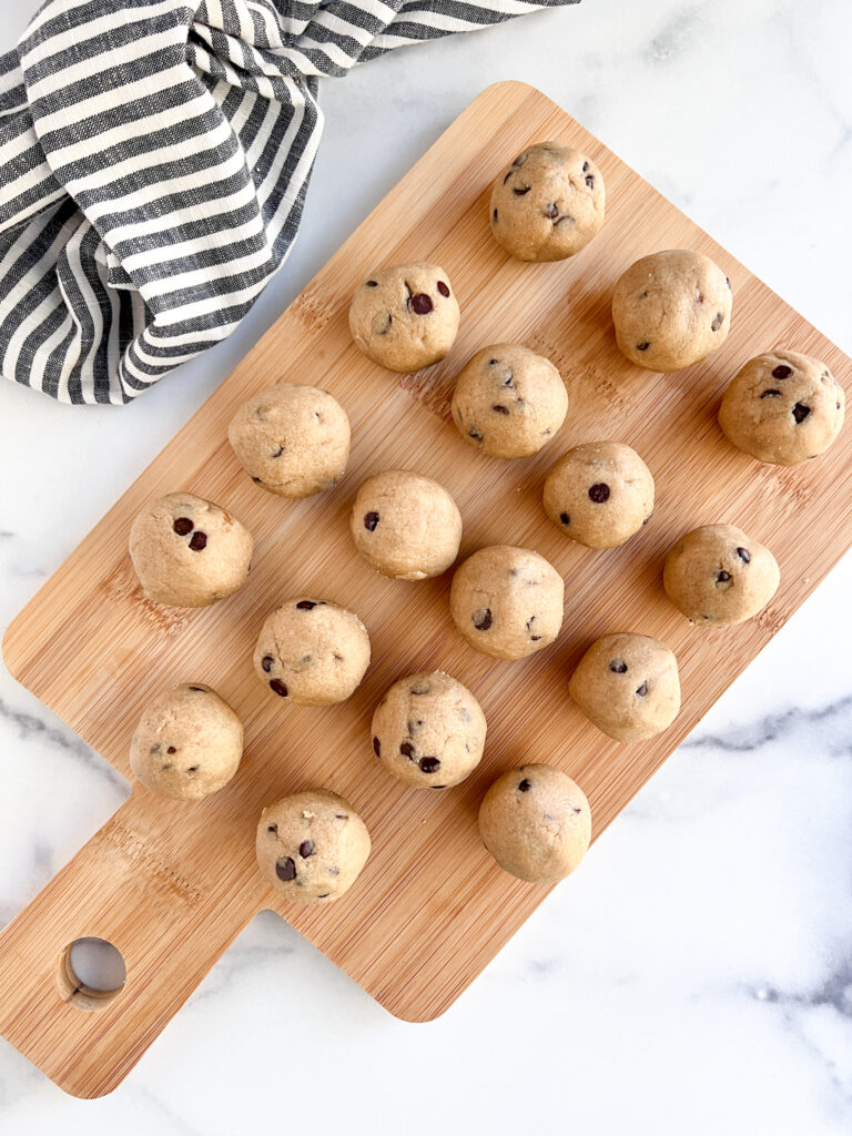 tray of gluten-free cookie dough balls