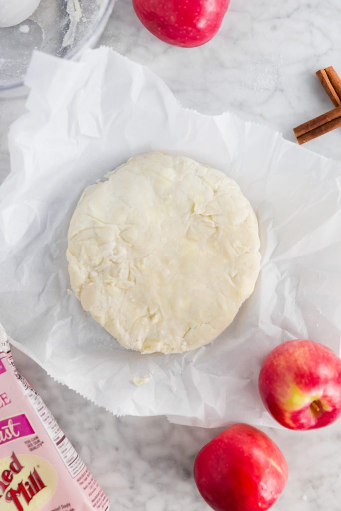 Gluten-free pie crust dough ready to be chilled