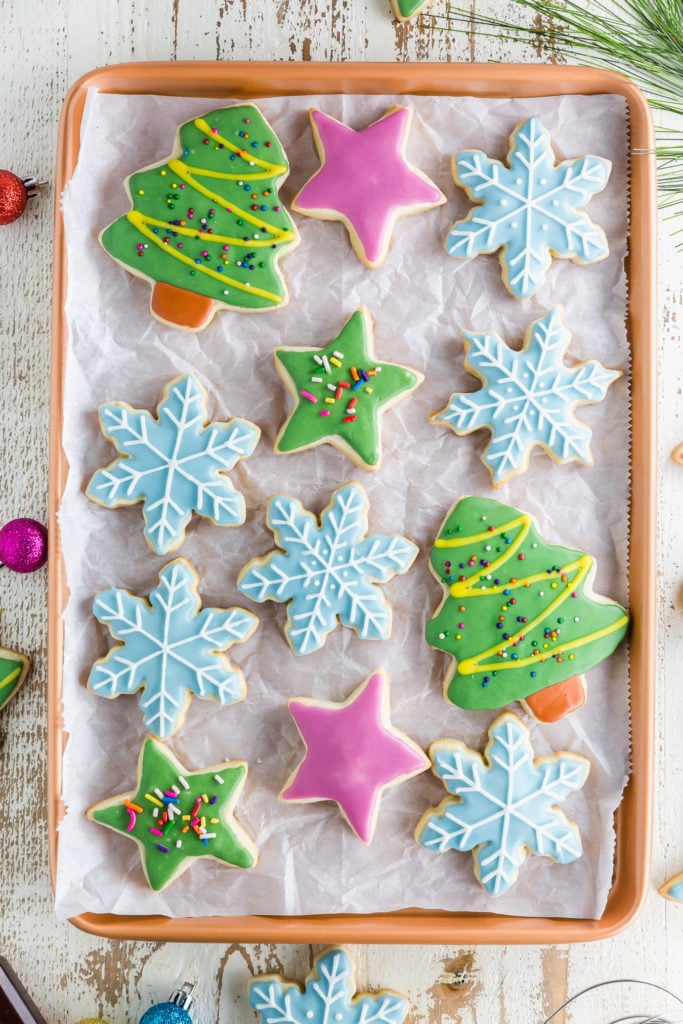 gluten-free sugar cookies with Christmas decorations