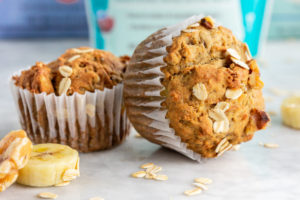 Gluten-free banana walnut muffins - header