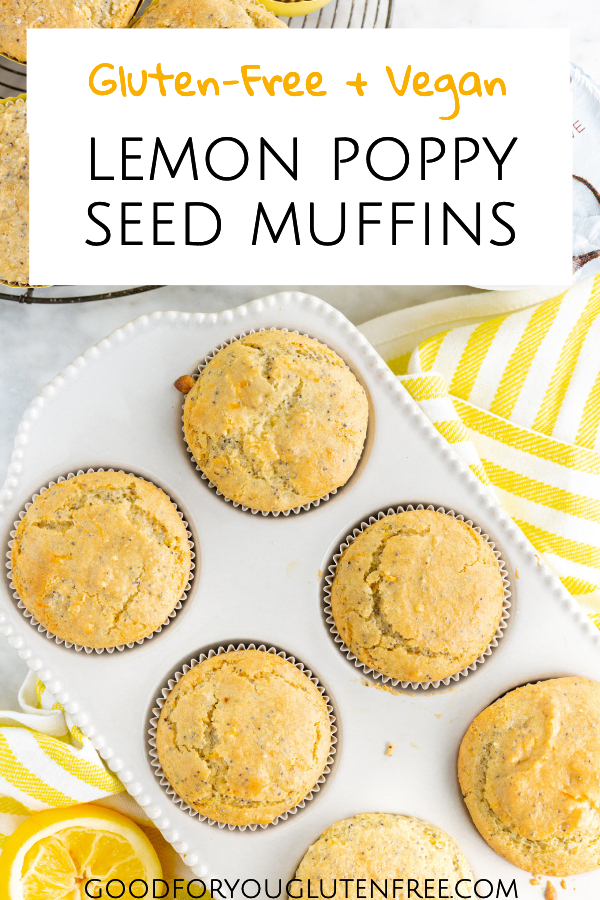 Vegan and gluten-free lemon poppy seed muffin recipe without glaze