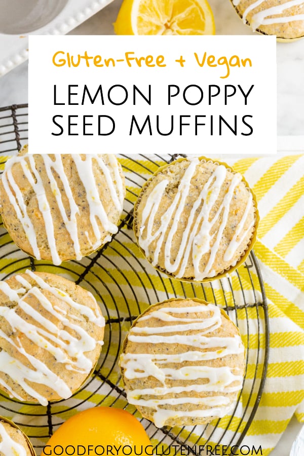 Vegan and gluten-free lemon poppy seed muffin recipe with glaze