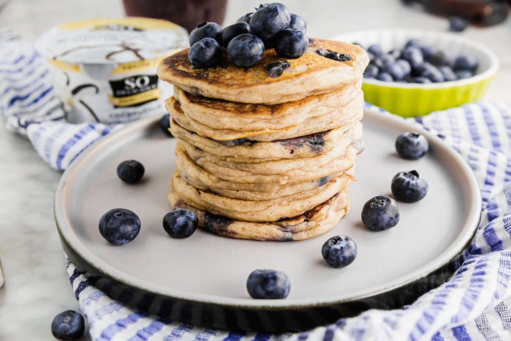 Gluten-Free Blueberry Pancakes Make with Dairy-Free Yogurt