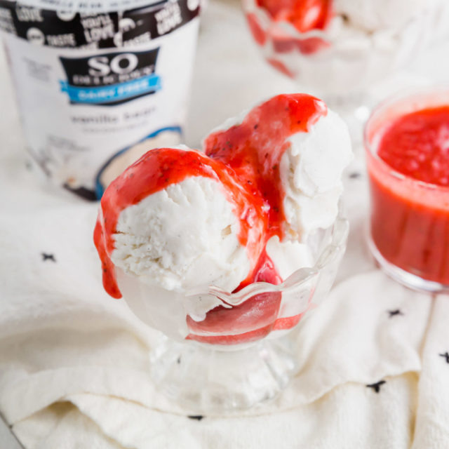 Simple strawberry sauce ice cream topping header