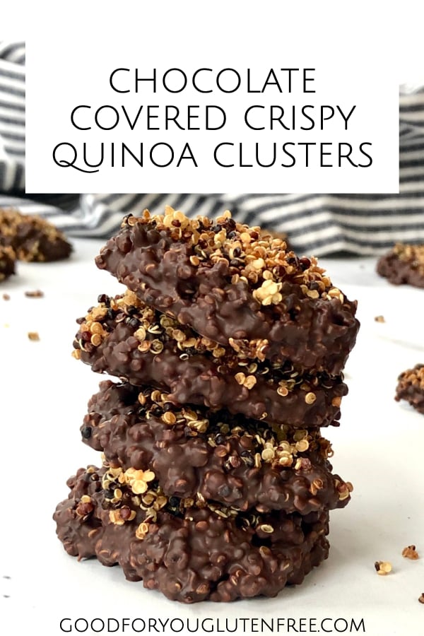 Chocolate covered crispy quinoa clusters