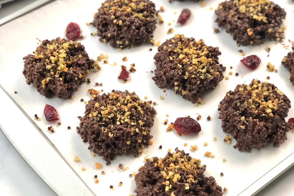 4-Ingredient Chocolate-Covered Crispy Quinoa Clusters