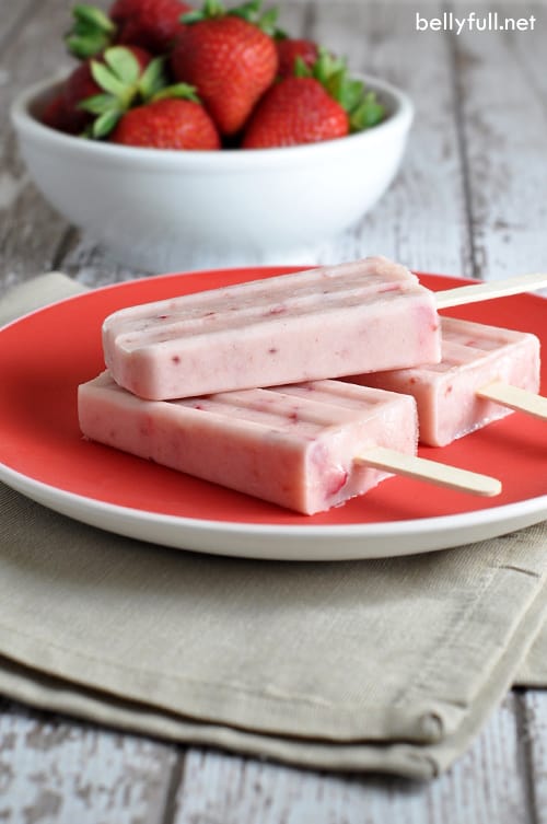 Strawberry Jam Yogurt Popsicles by Belly Full