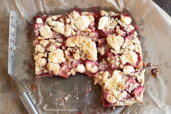 Fearless Dining's strawberry cheesecake bars