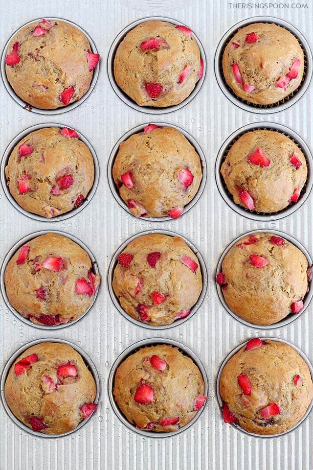 Gluten-Free Strawberry Banana Muffins by The Rising Spoon