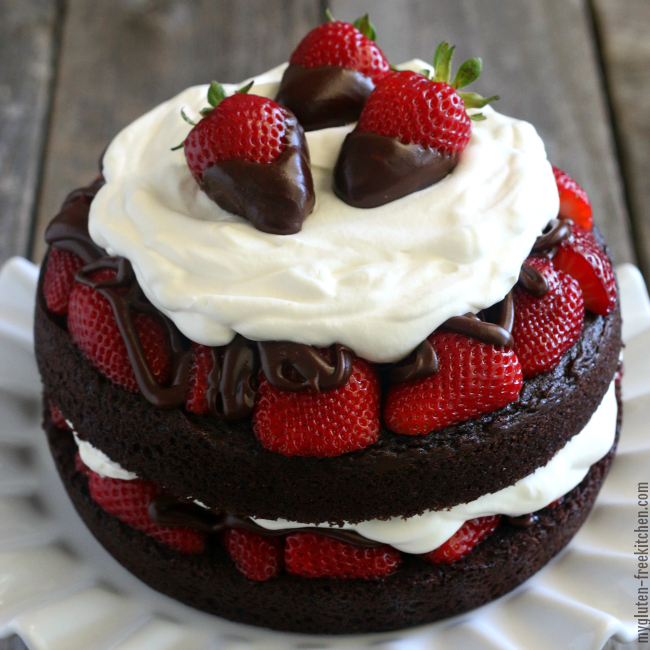Gluten-Free Strawberry Chocolate Layer Cake by My Gluten-Free Kitchen (Michelle)