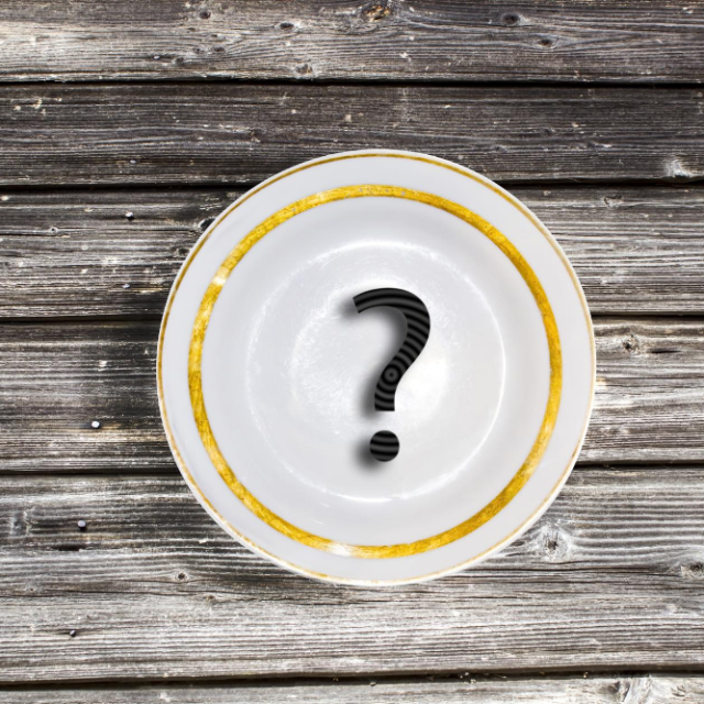 image of a plate with a question mark on it