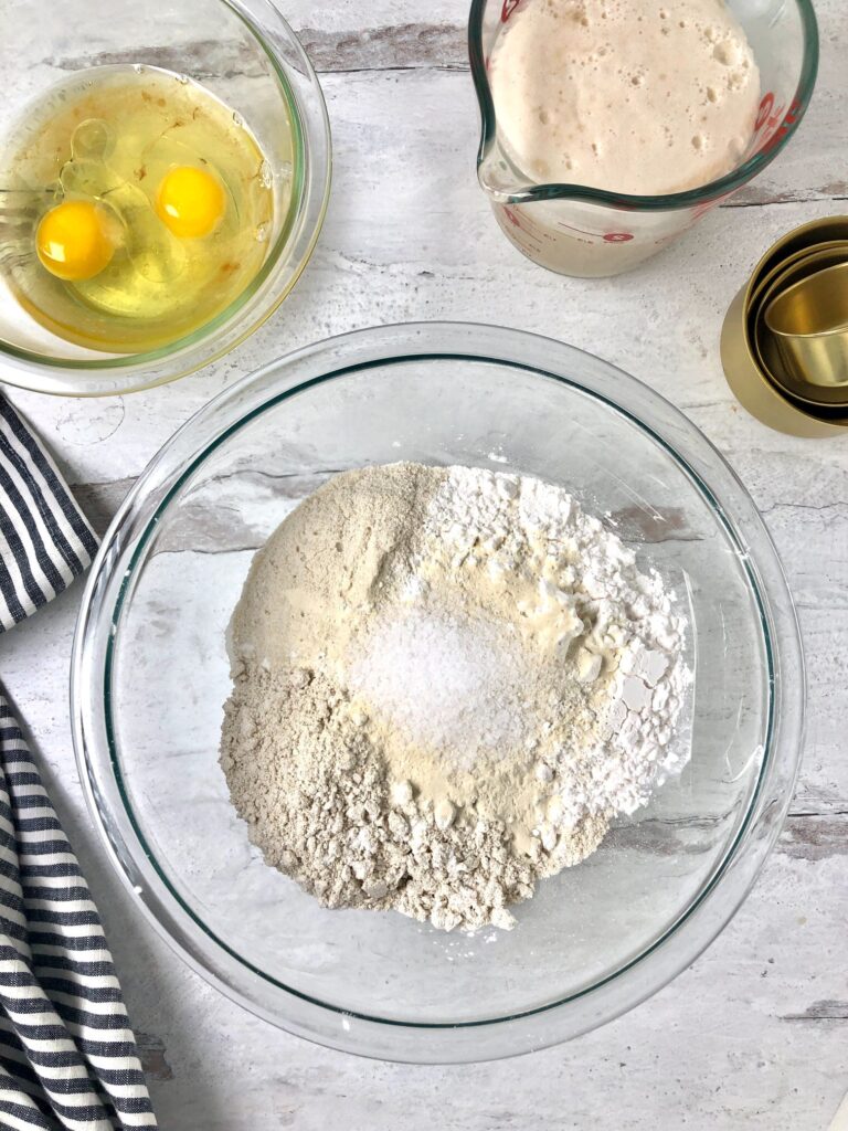 Picture of all the gluten-free challah ingredients in bowls