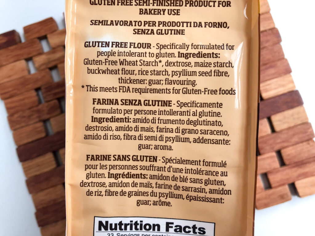 Picture of Caputo gluten-free flour ingredient label