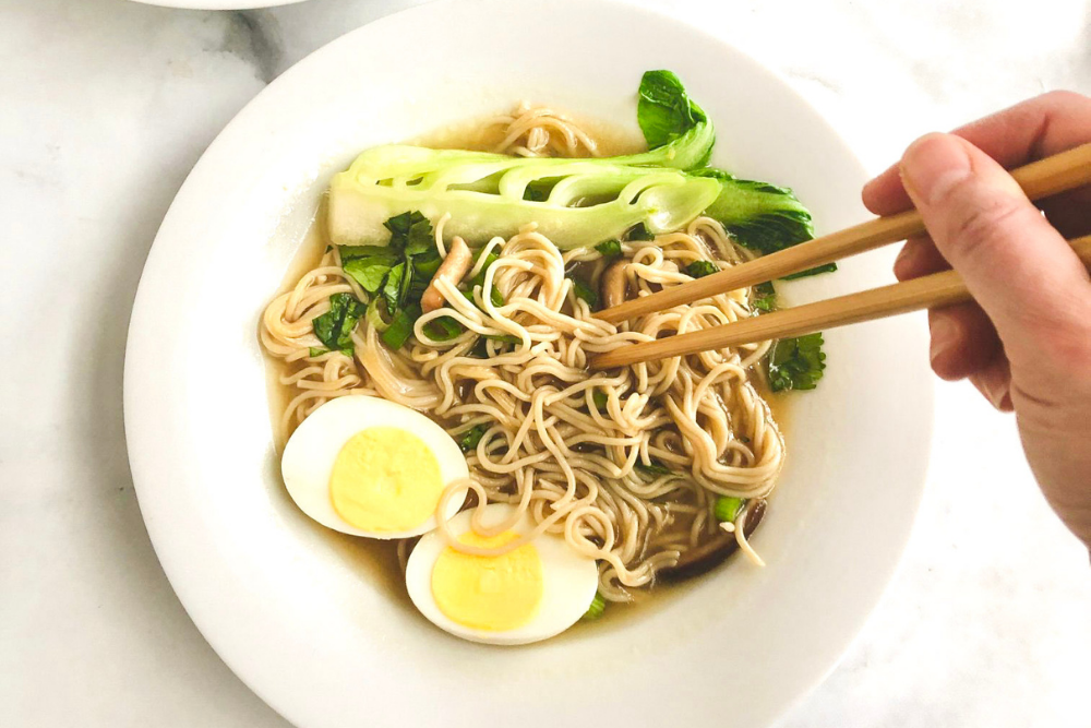 Gluten-Free Ramen Noodle Soup with Shitake Mushrooms and Bok Choy