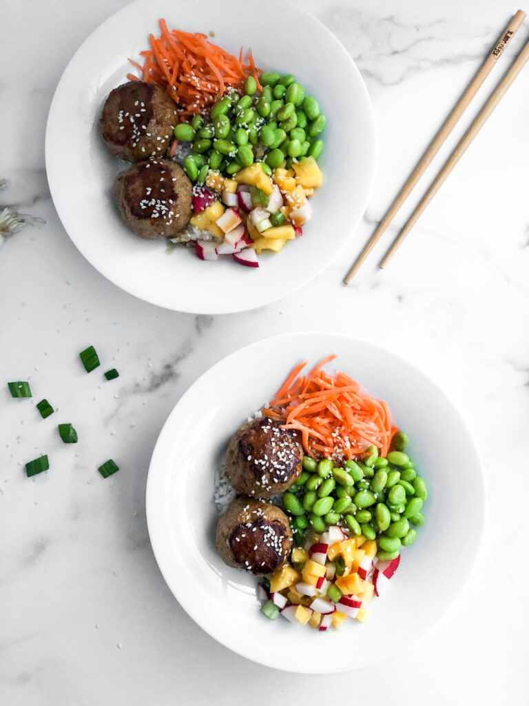 Two Asian Meatball bowls