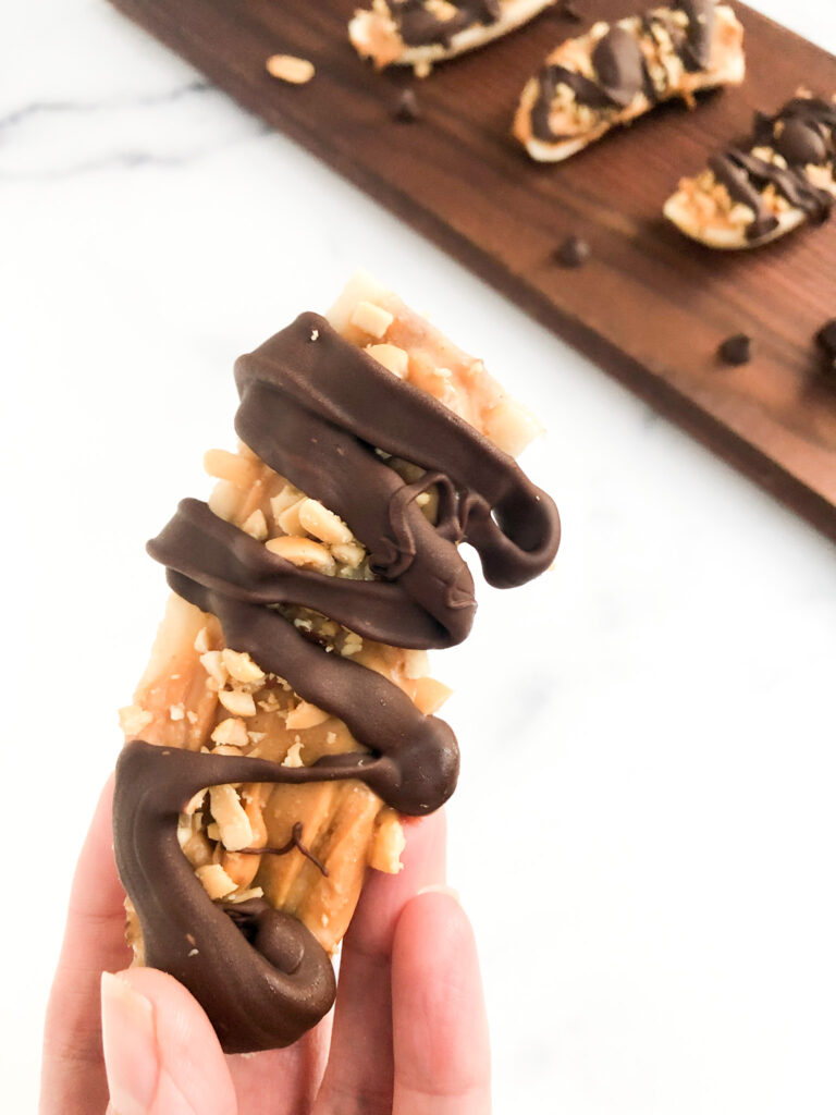 Close up on healthy snickers made with bananas