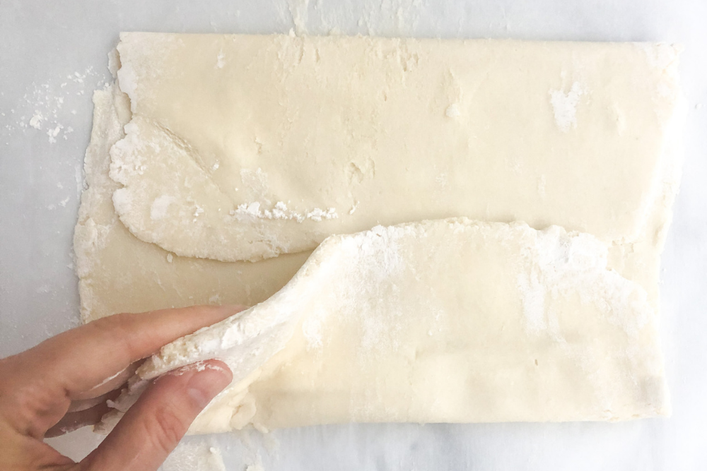 pastry dough folded over on to itself