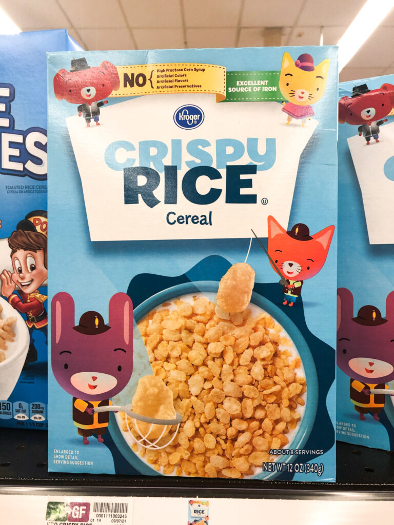 kroger crispy rice cereal is a gluten-free alternative to kellogg's rice krispies