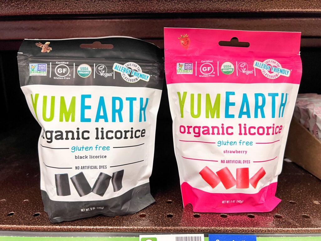 YumEarth licorice on shelf