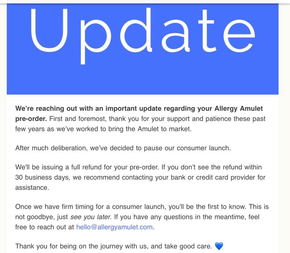 allergy amulet update