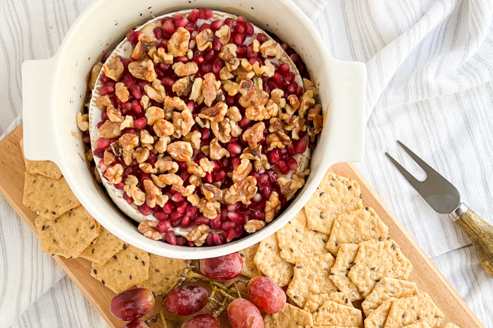 Baked Brie with Walnuts, Pomegranates and Honey