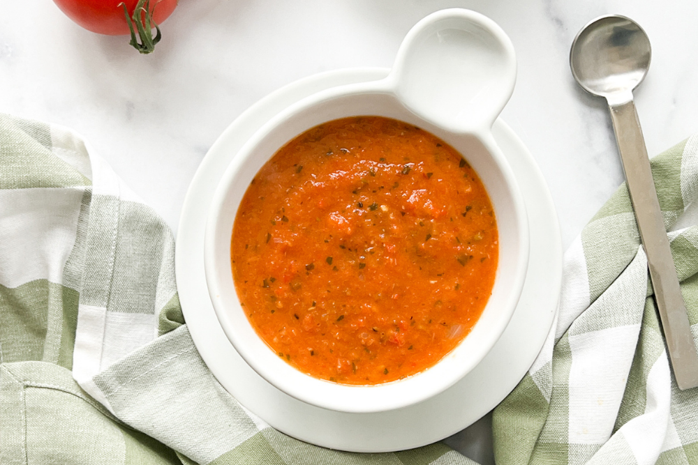 Homemade Tomato Soup with Gluten-Free “Grilled Cheese” Crackers