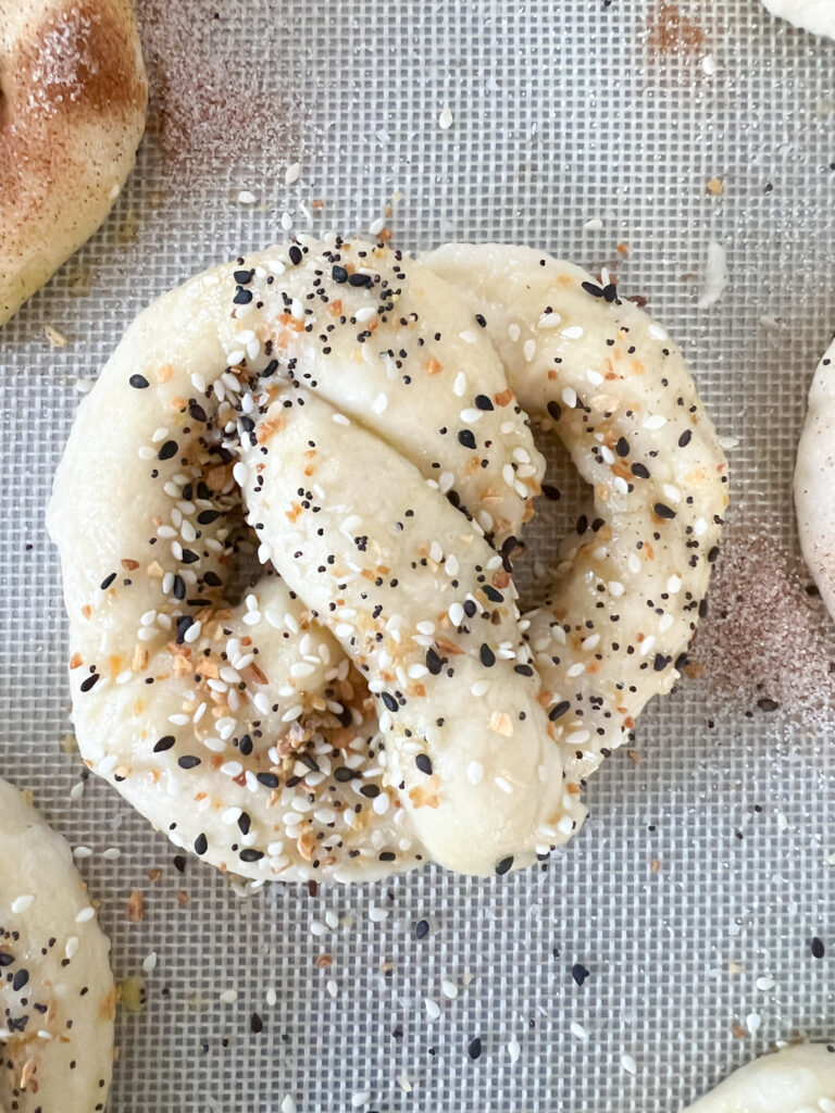 gluten-free soft pretzel before baking

