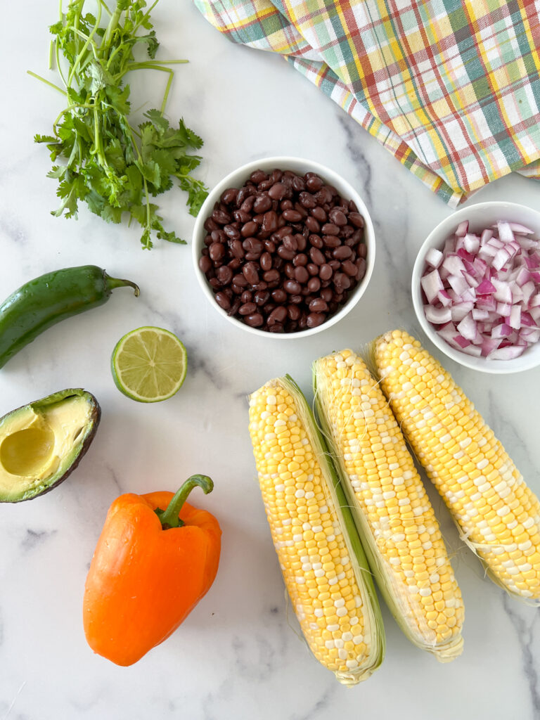 ingredients for black bean and corn salad