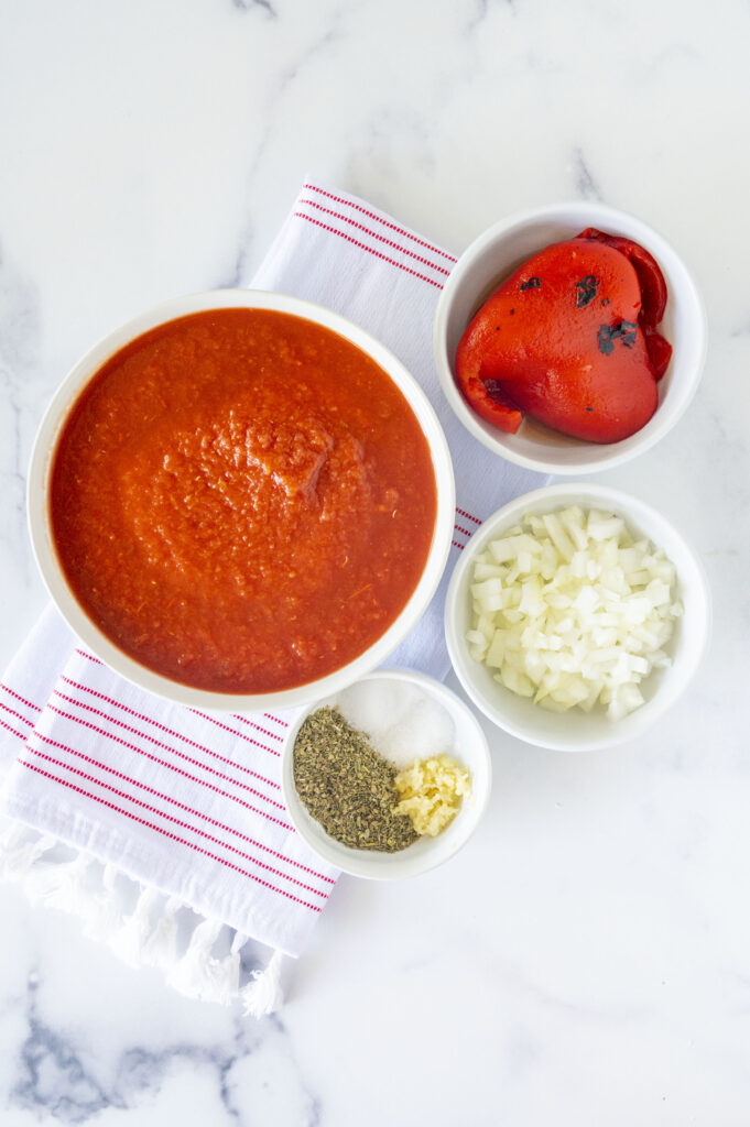ingredients for roasted red pepper marinara