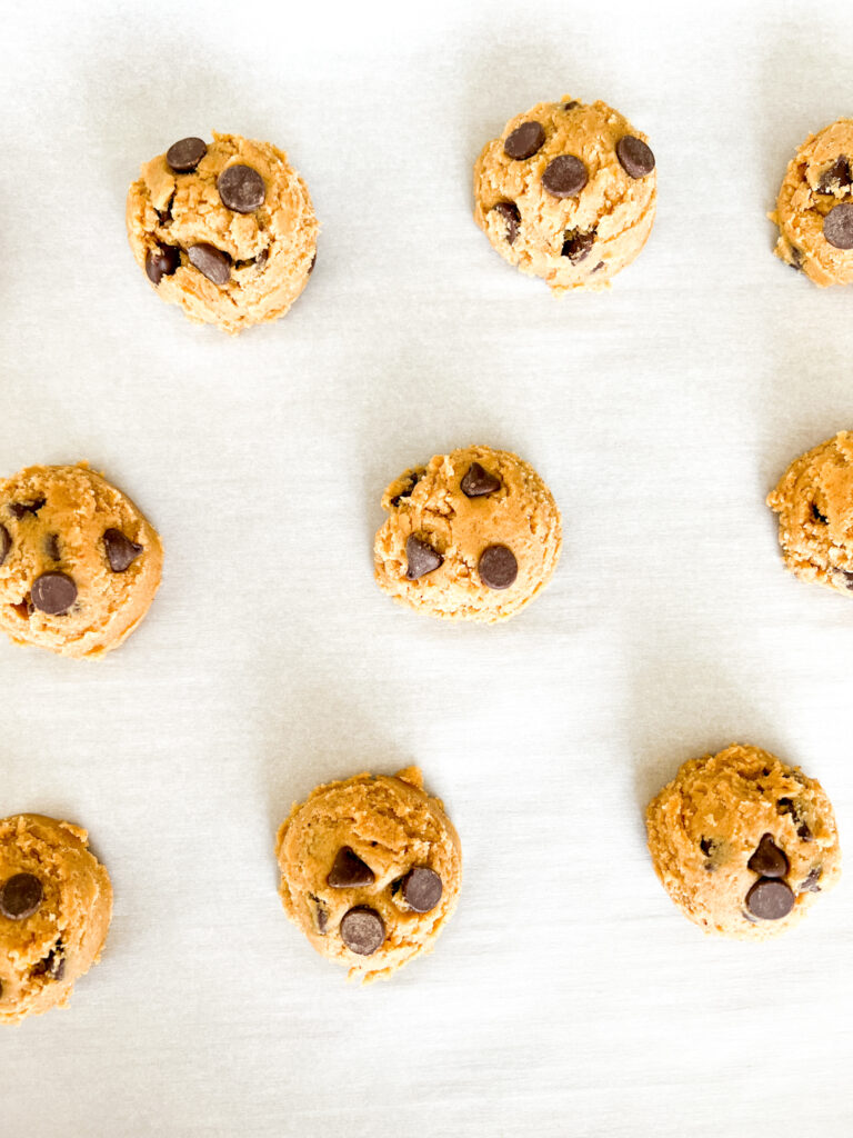 scoops of the gluten-free chocolate chip pumpkin cookie dough